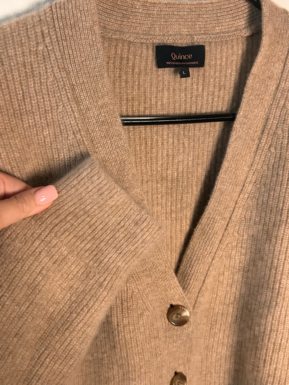 Quince Women’s Large Mongolian Cashmere Fisherman Boxy Cropped Cardigan Sweater - Picture 8 of 11
